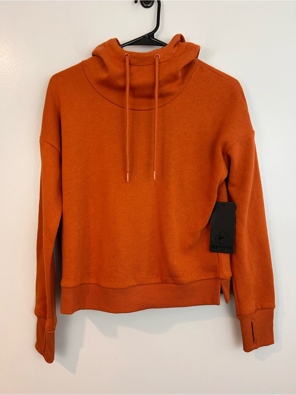 NWT 90 Degrees by Reflex Bombay Brown/Orange Pullover Hooded Sweatshirt Small